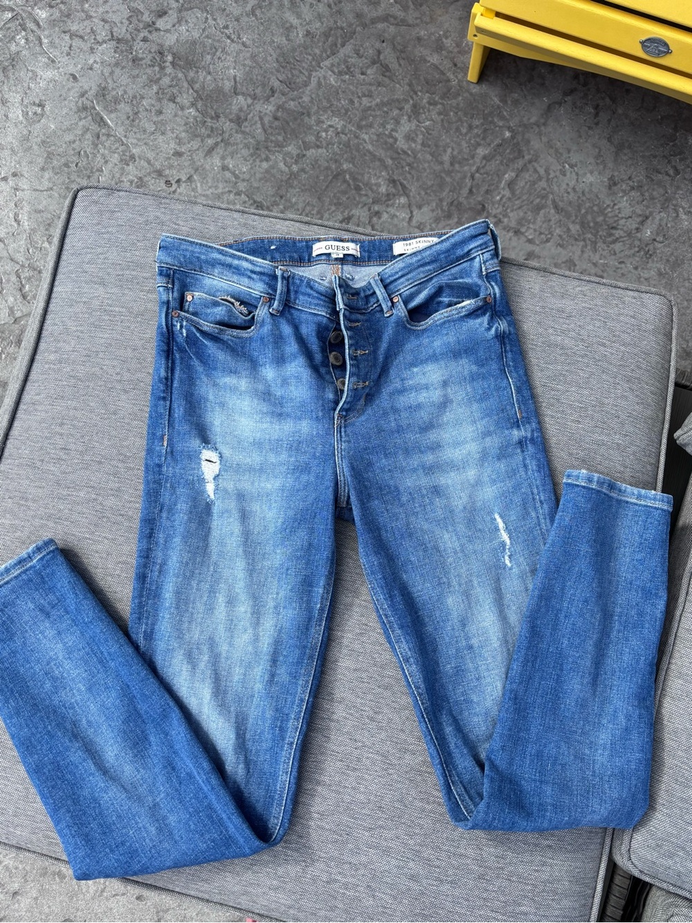 GUESS Blue Distressed Skinny Jeans